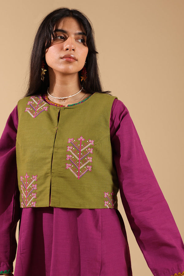 Embroidered Damask Koti