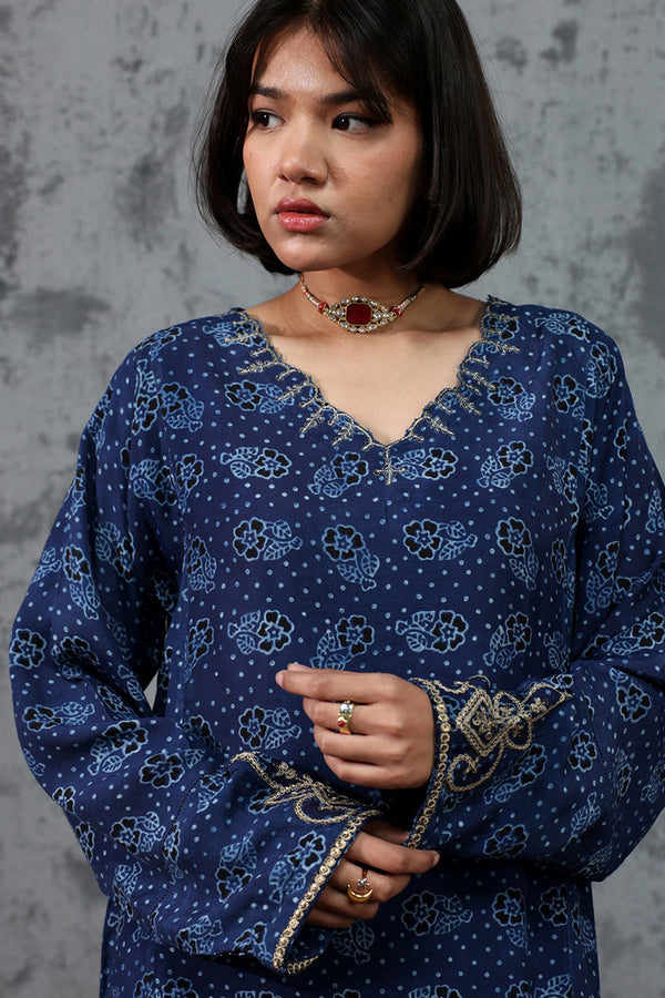 Sindhi Ajrak Embroidered Set