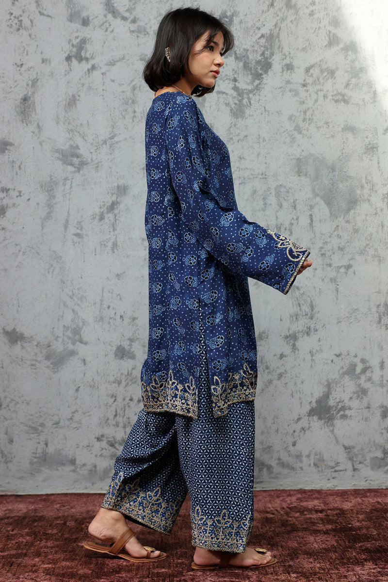 Sindhi Ajrak Embroidered Set