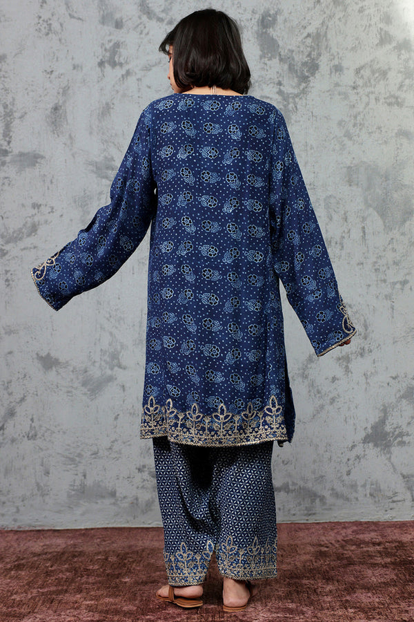 Sindhi Ajrak Embroidered Set