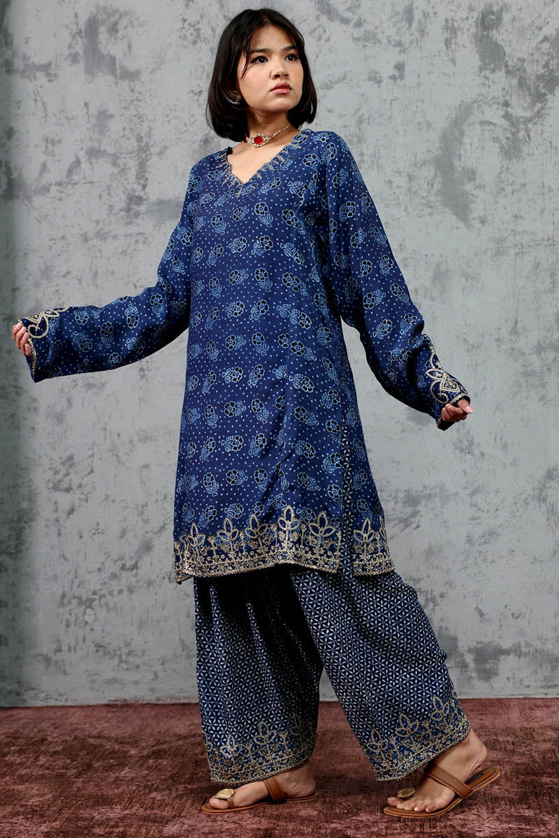 Sindhi Ajrak Embroidered Set