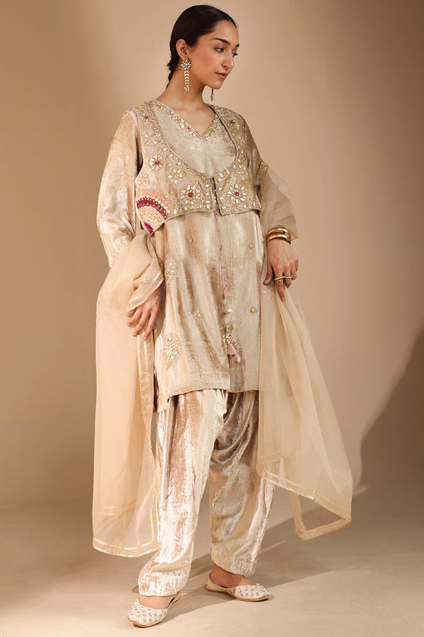 Gilded Velvet Bahaar Koti Ensemble