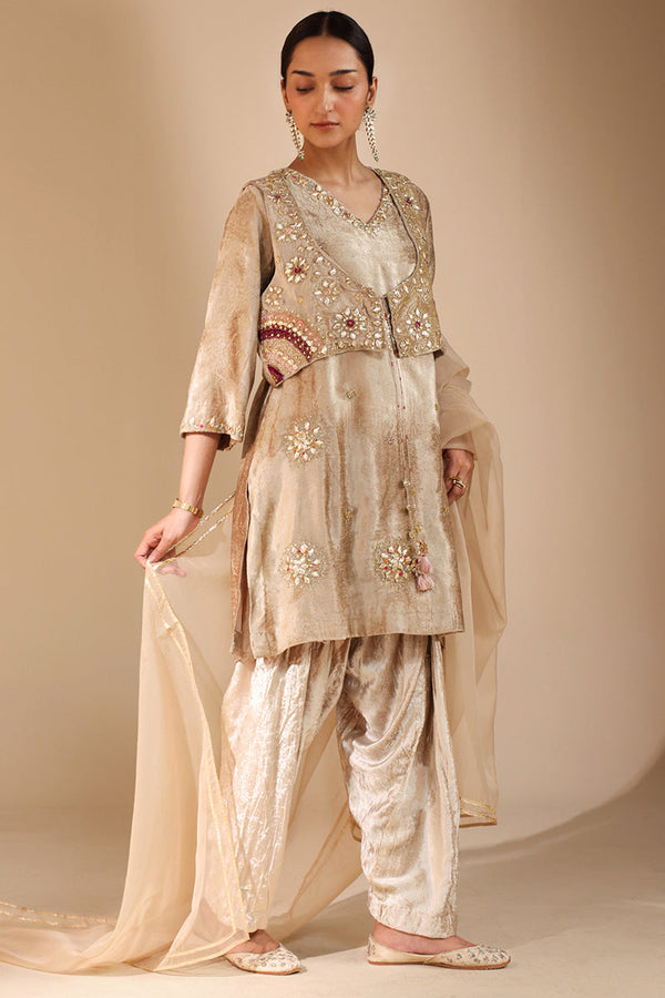 Gilded Velvet Bahaar Koti Ensemble