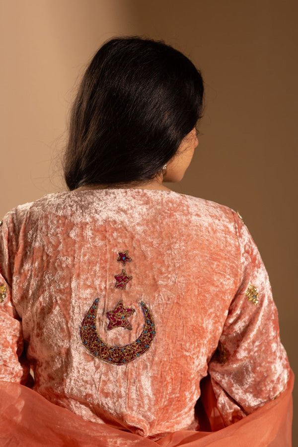 Chand Tara Velvet 3-Piece Lehnga Set