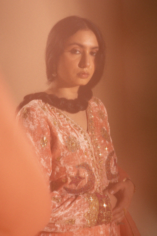 Chand Tara Velvet 3-Piece Lehnga Set