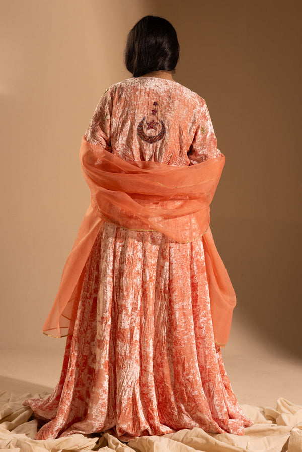 Chand Tara Velvet 3-Piece Lehnga Set