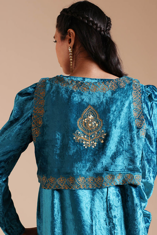 Velvet 3-Piece Koti Gharara Set