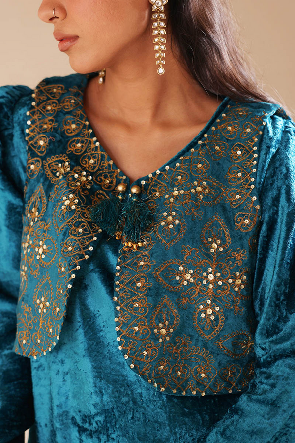 Velvet 3-Piece Koti Gharara Set