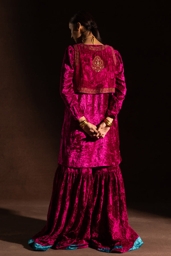 Velvet 3-Piece Koti Gharara Set