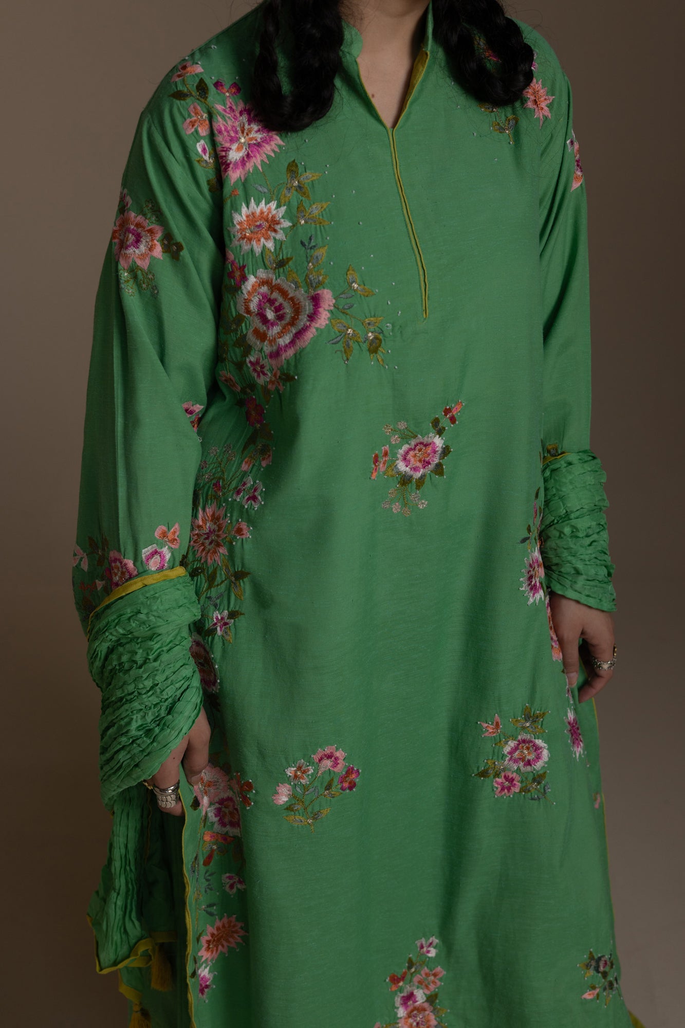 Embroidered Rosette 3-Piece Suit