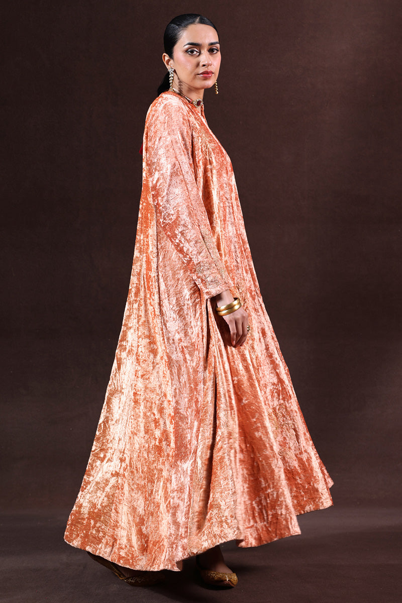Embroidered Velvet Kalidar Set