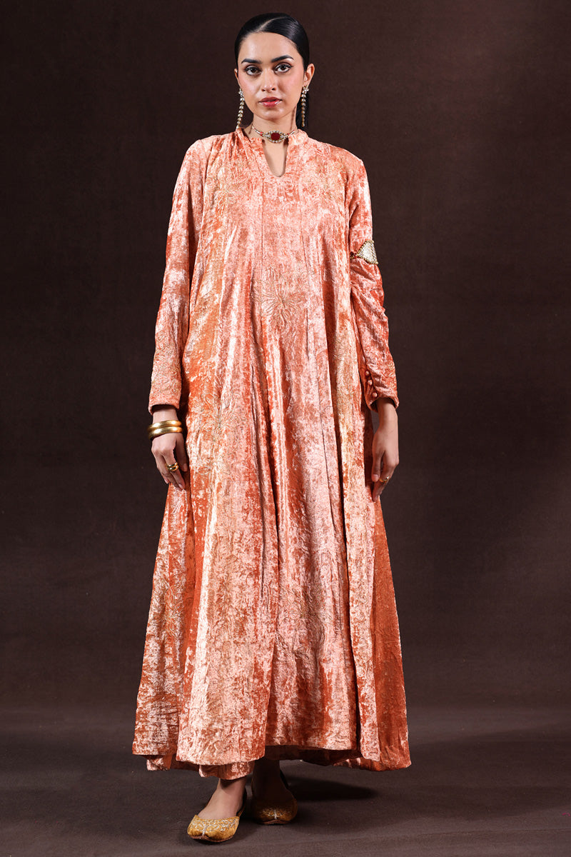 Embroidered Velvet Kalidar Set