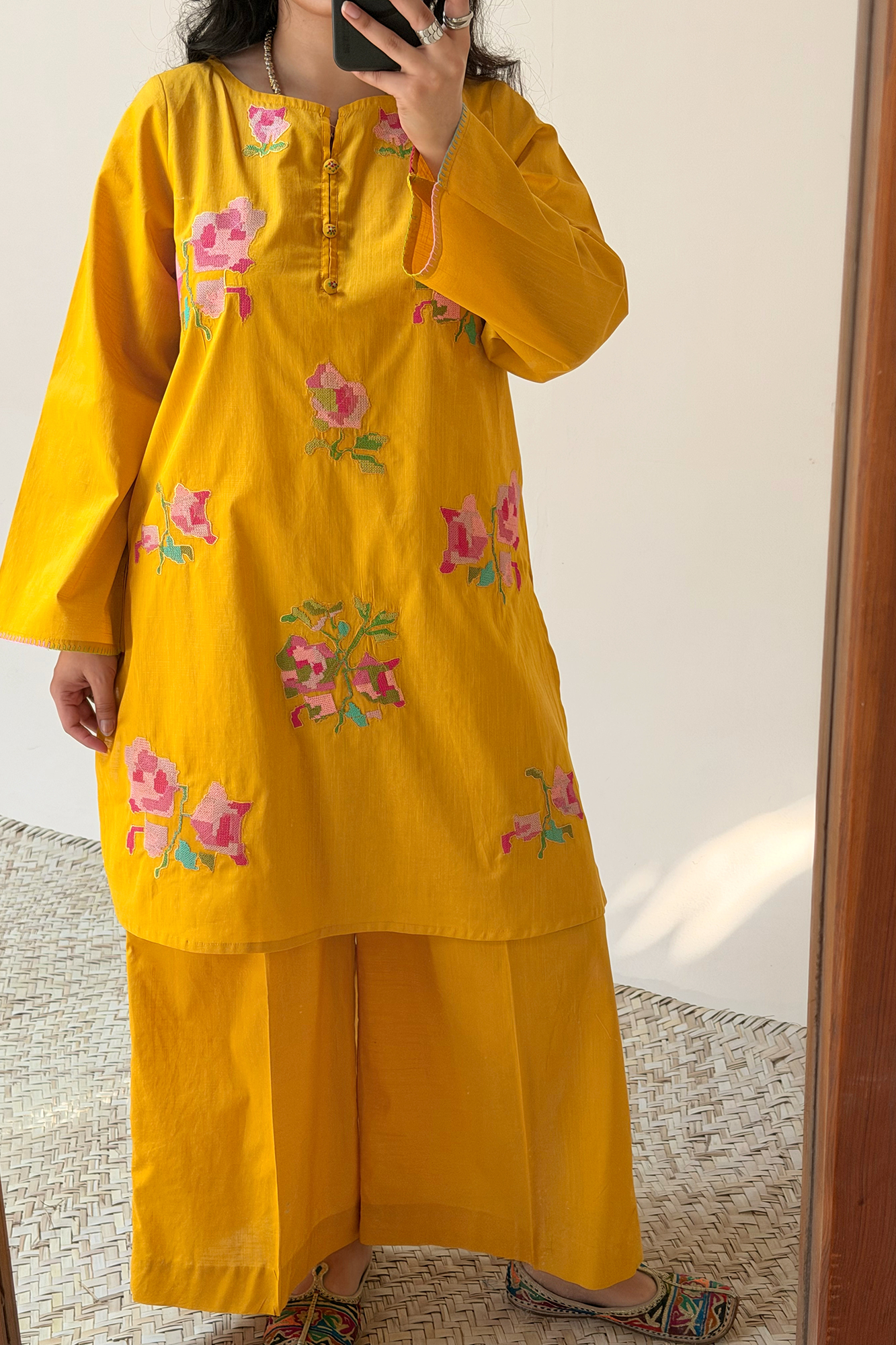 Hand Embroidered Floral Co-Ord Set