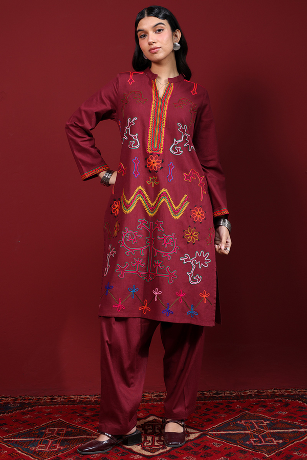 Hand-Embroidered N K R Style Set