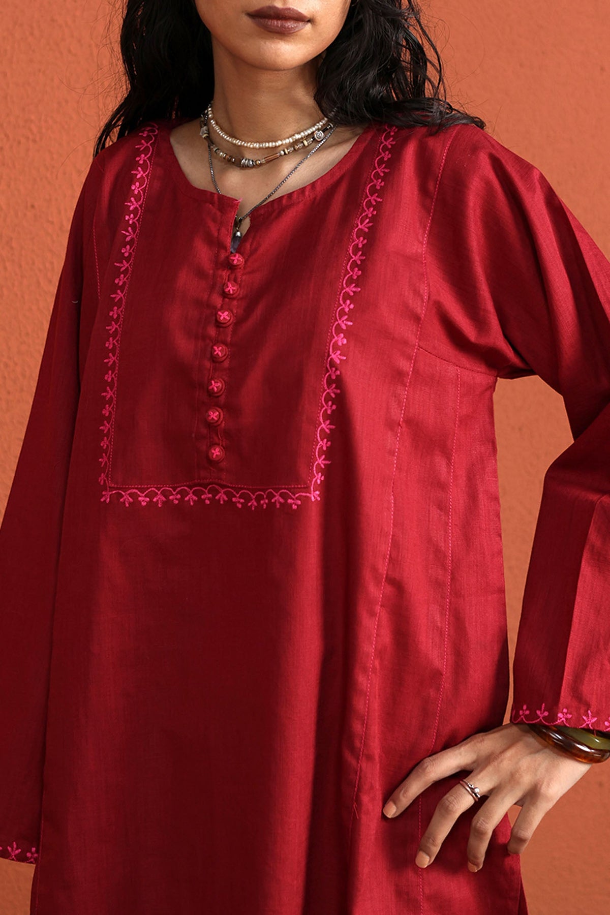 Phool Embroidered Kurta