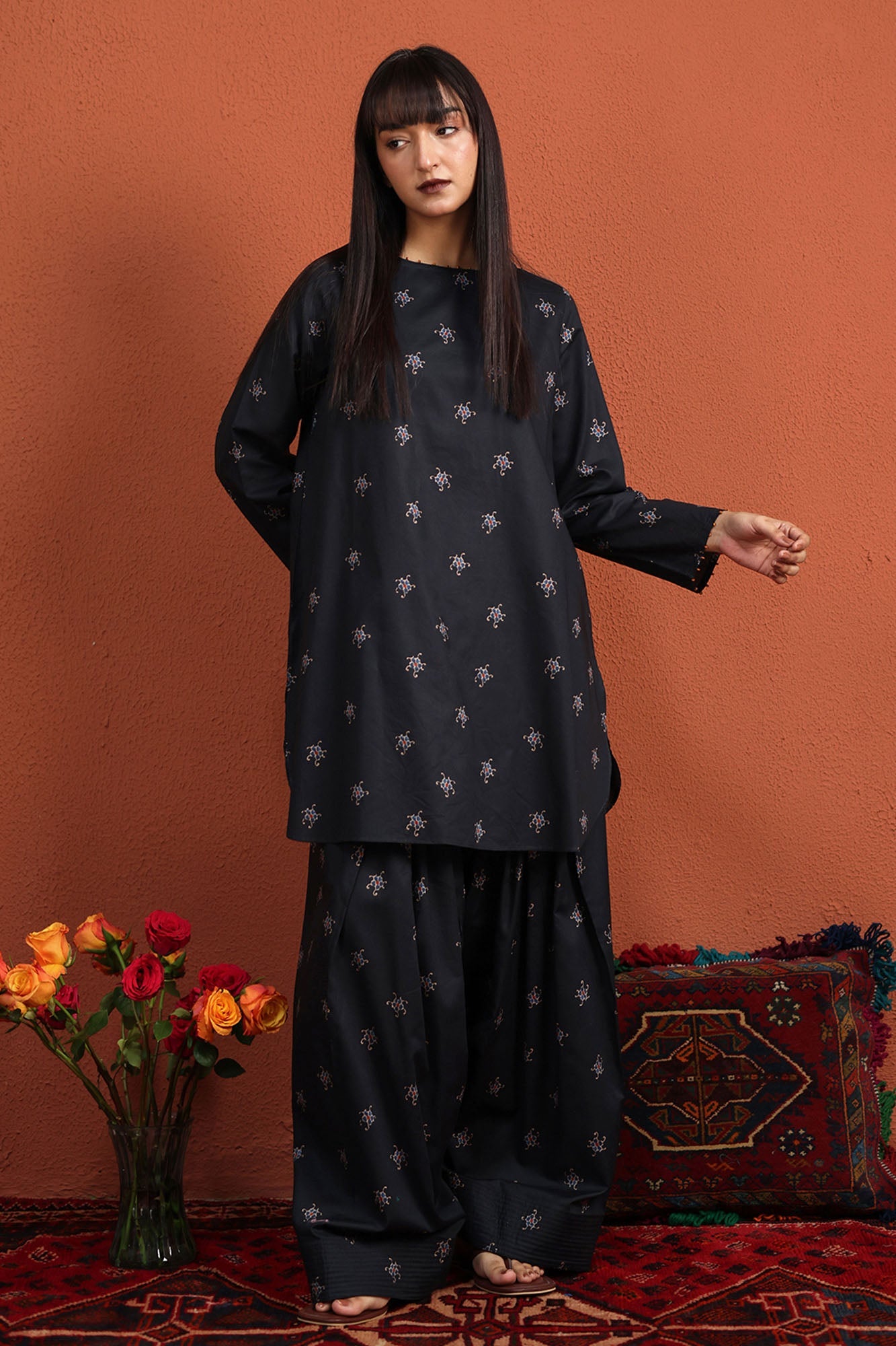 Floral Printed Farshi Set