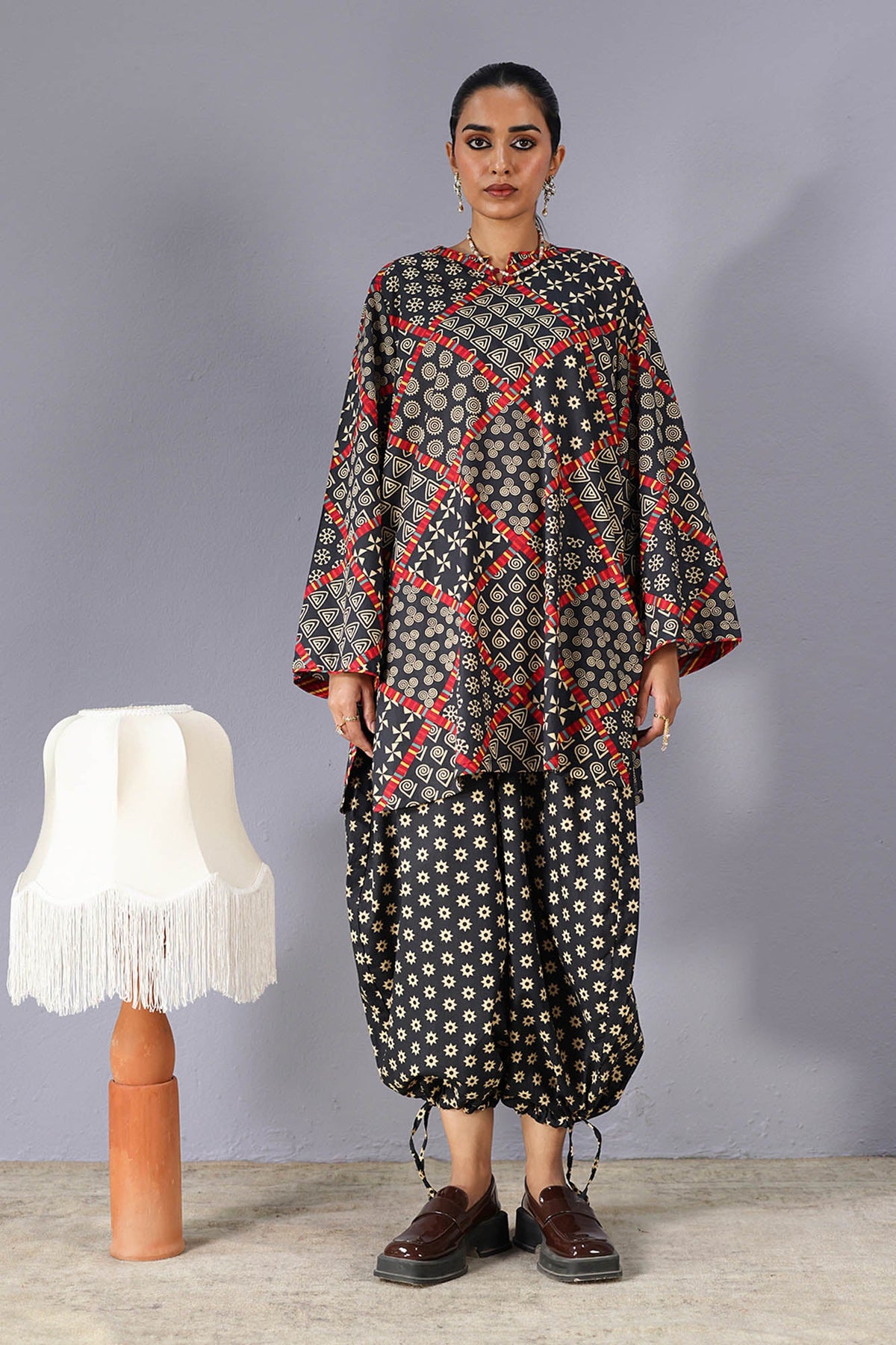 Patterned Balloon Shalwar Set