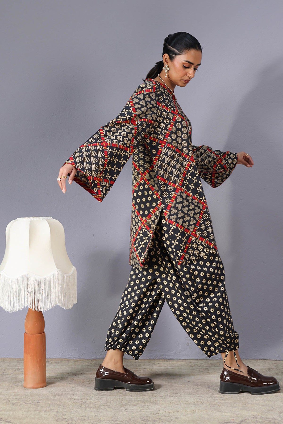 Patterned Balloon Shalwar Set