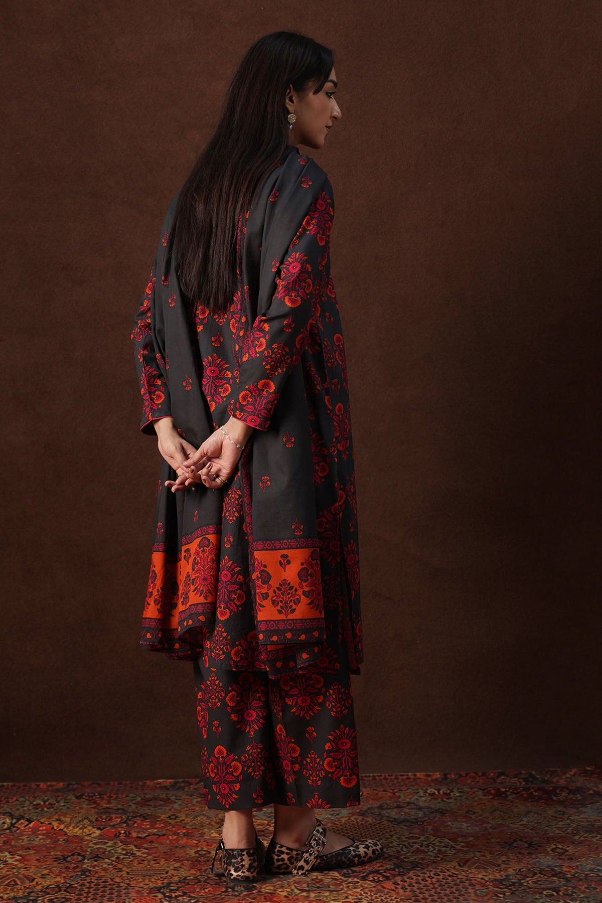 Rosette Printed 3-Piece Suit