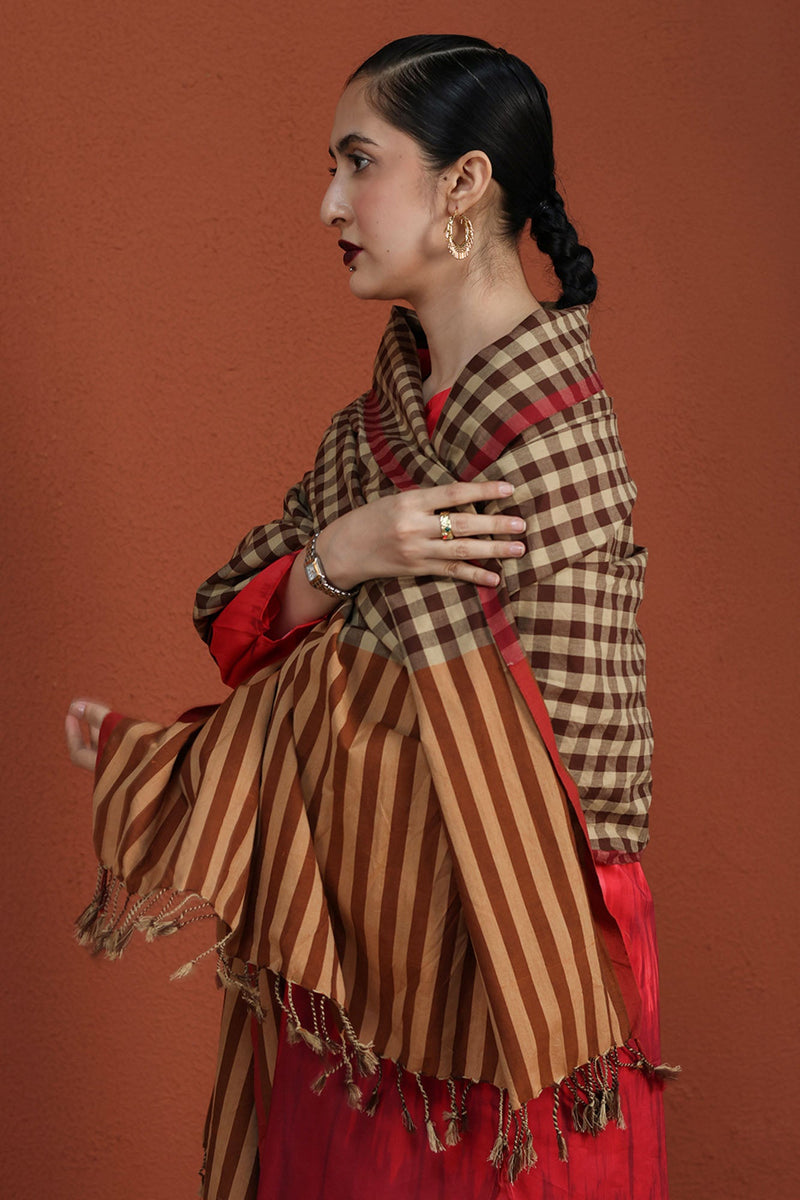 Cocoa Check Shawl