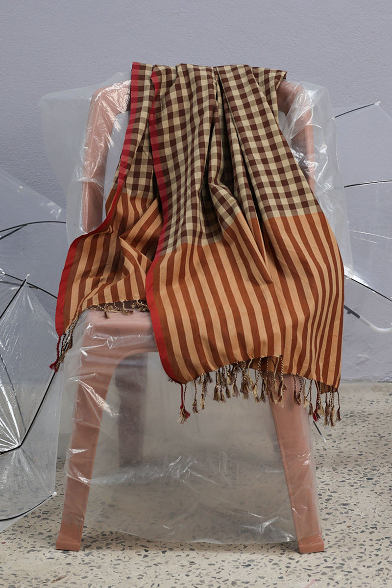 Cocoa Check Shawl
