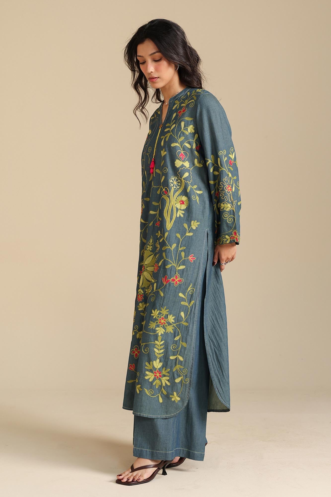 Embroidered Denim Set