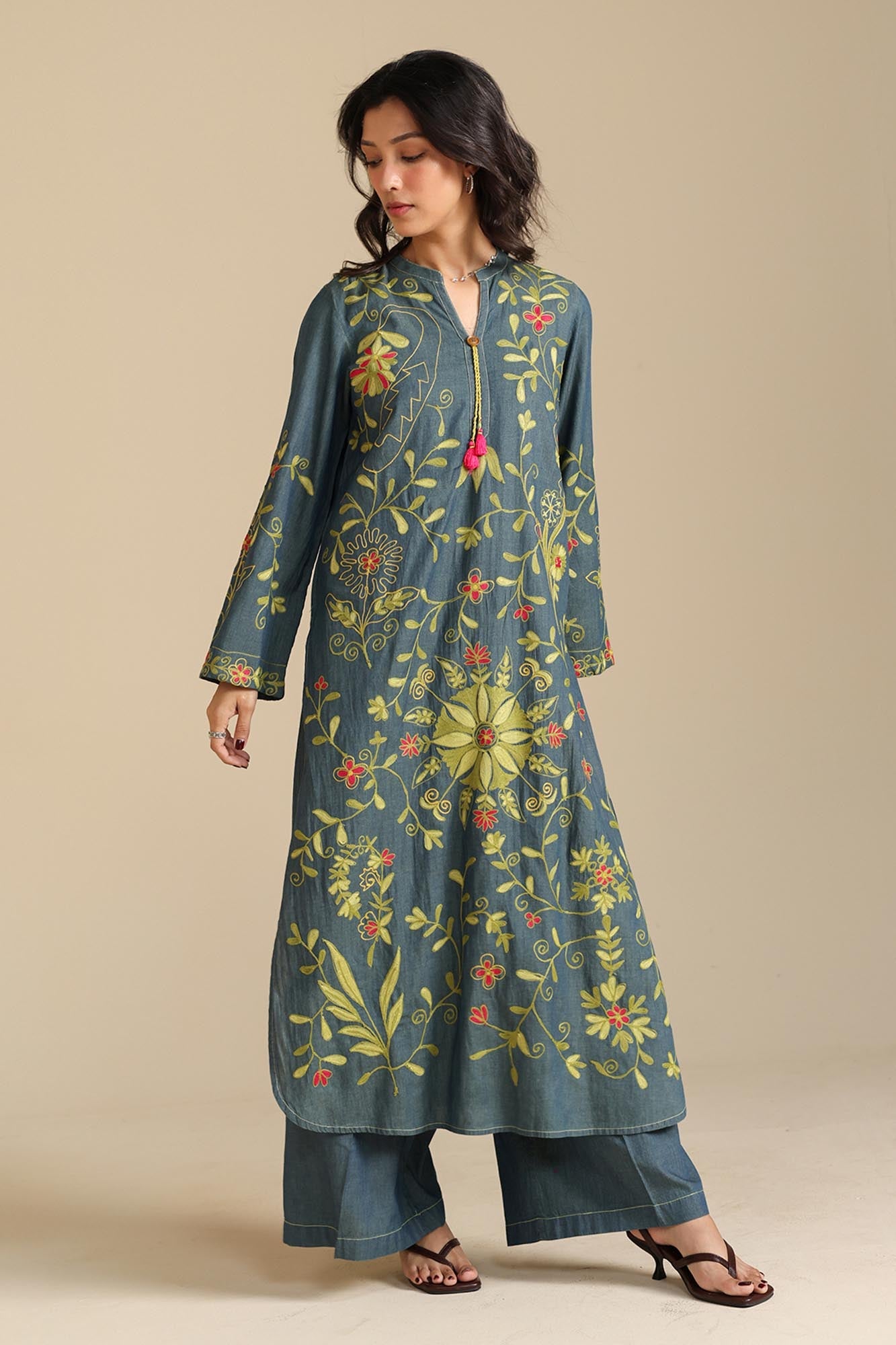 Embroidered Denim Set