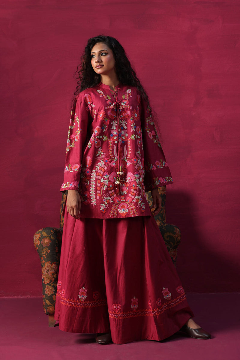 Floral Embroidered Skirt Set