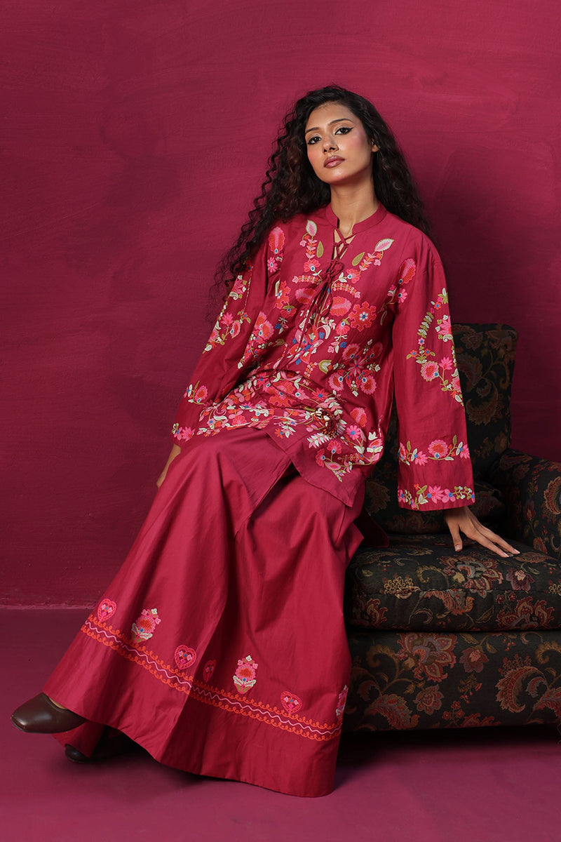 Floral Embroidered Skirt Set