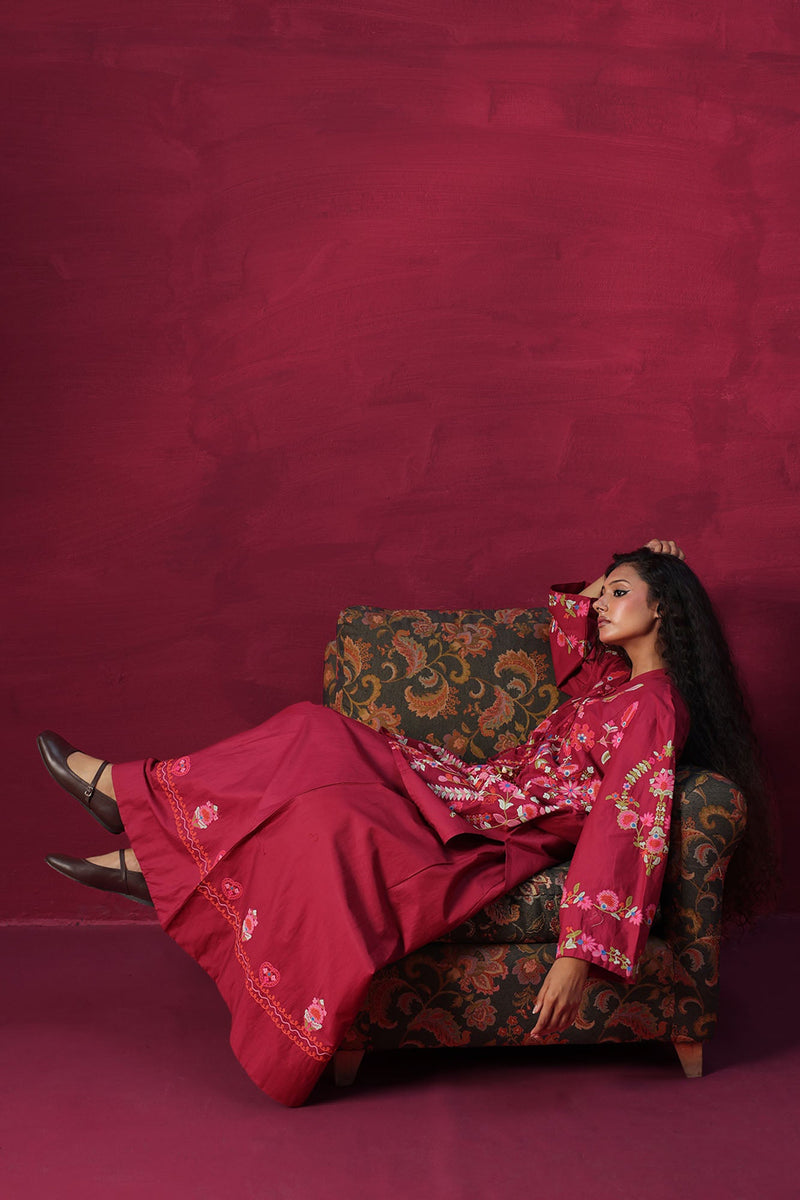 Floral Embroidered Skirt Set