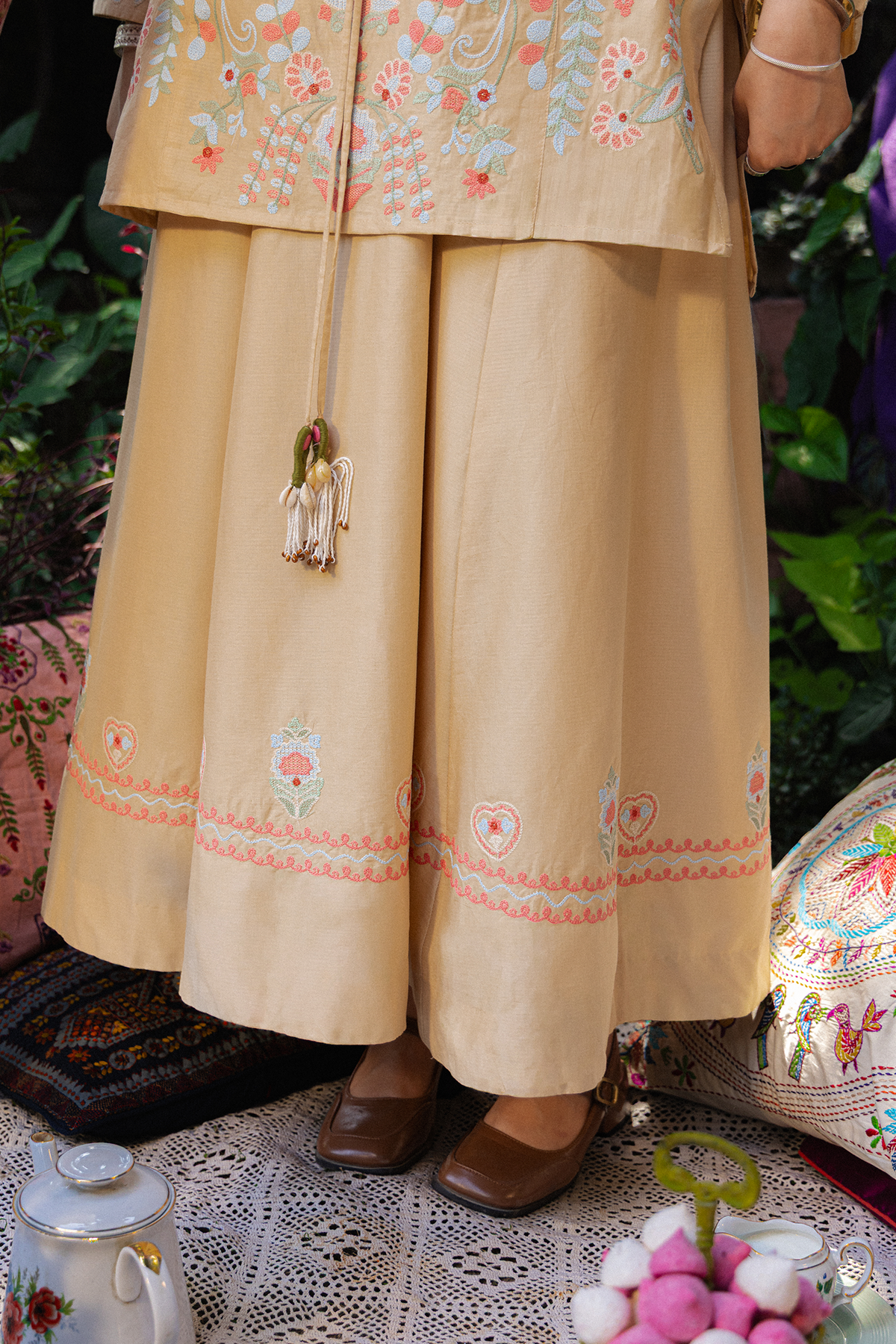Floral Embroidered Skirt Set