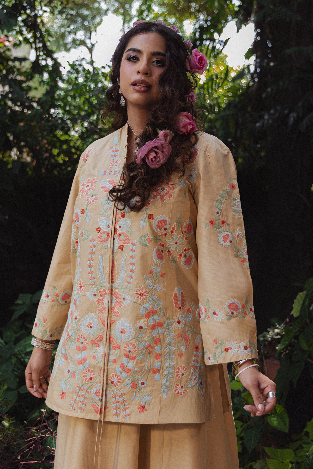 Floral Embroidered Skirt Set
