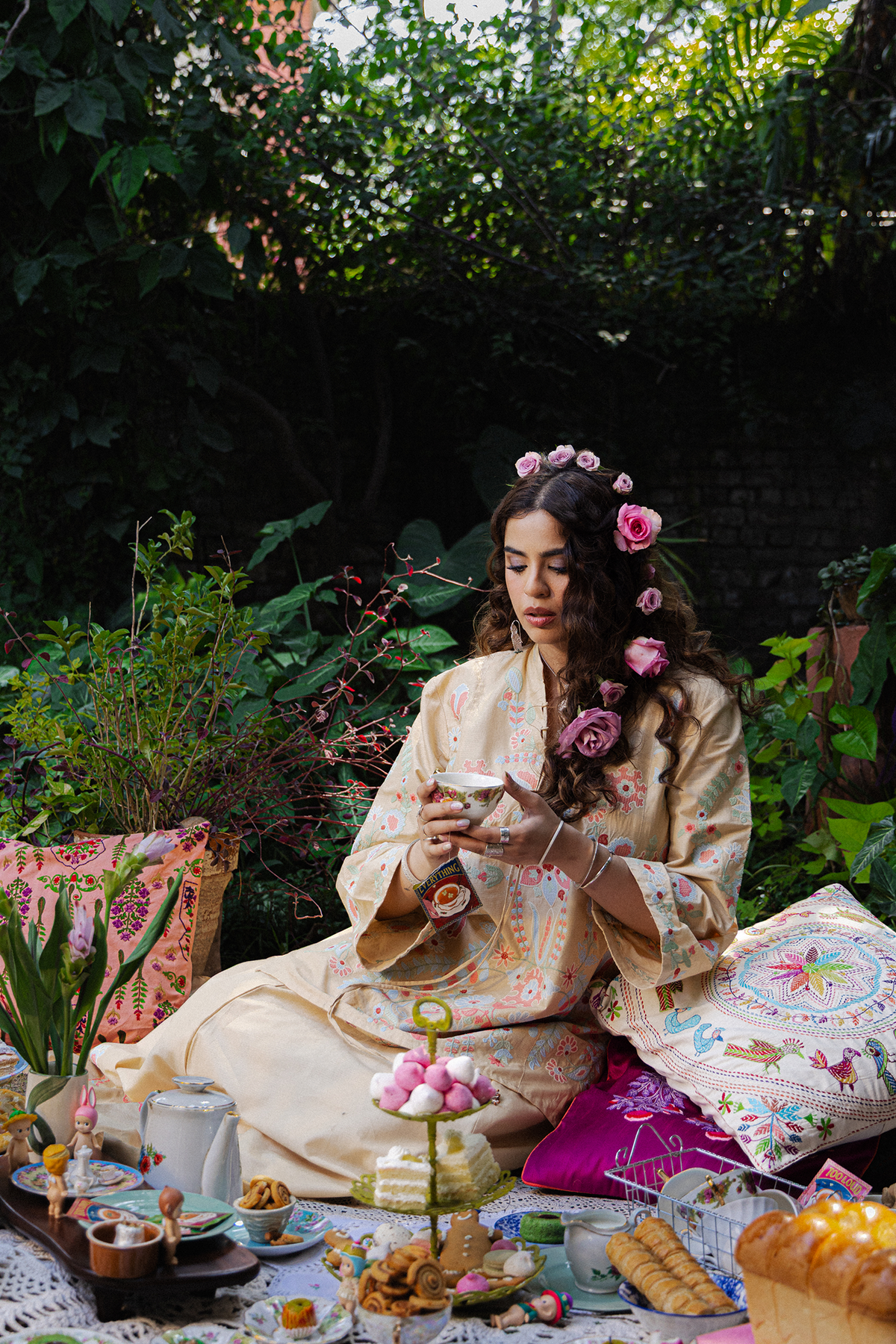 Floral Embroidered Skirt Set
