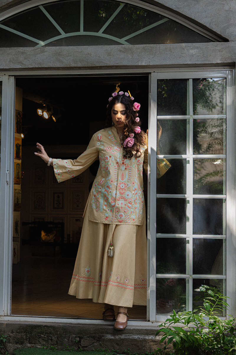 Floral Embroidered Skirt Set