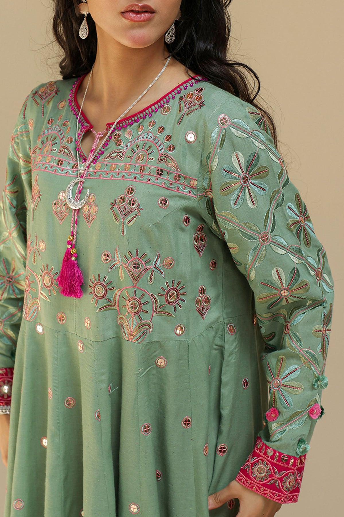 Embroidered Moon Sequin Set