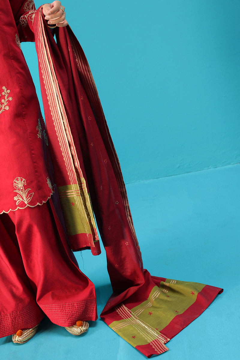 Embroidered Ruby Reverie Ensemble