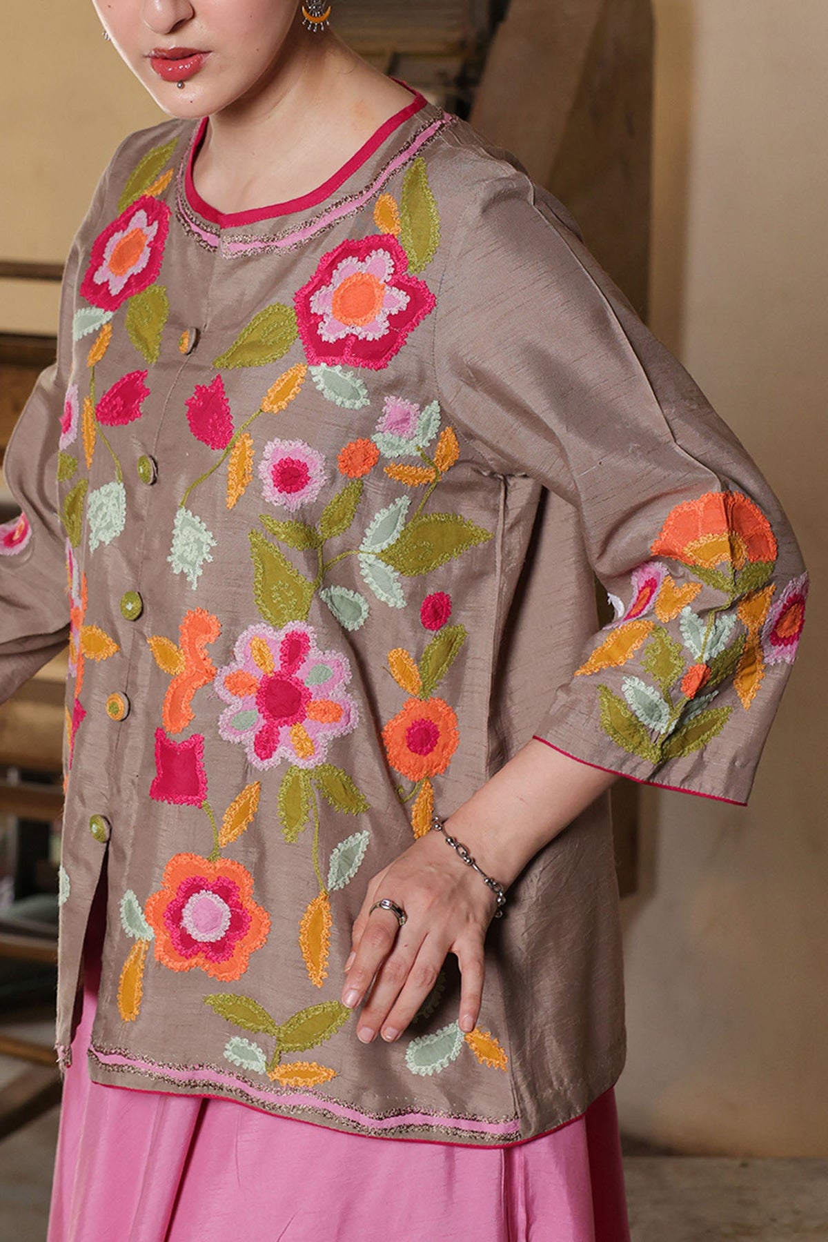 Phool Embroidered Skirt Set
