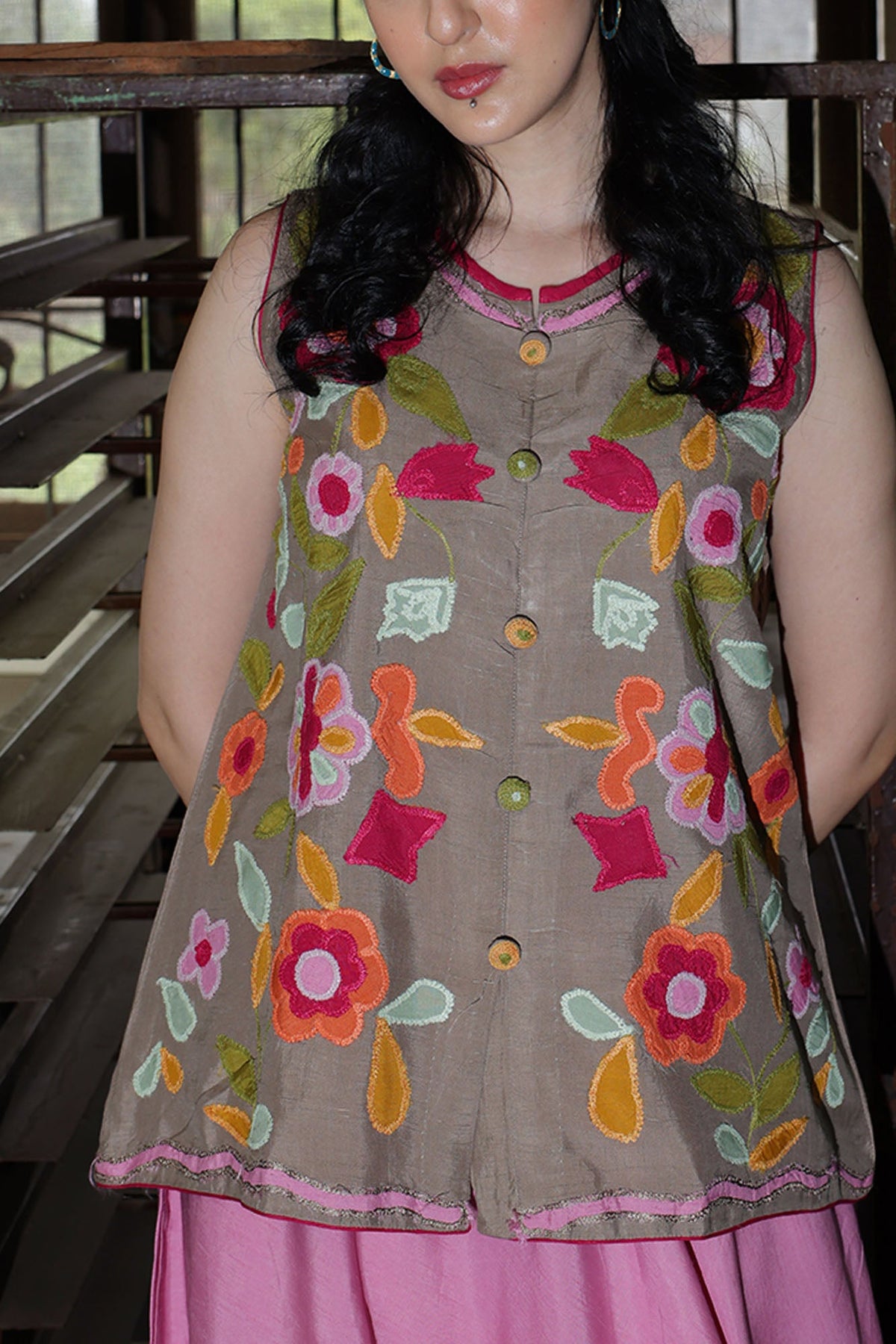 Phool Embroidered Skirt Set
