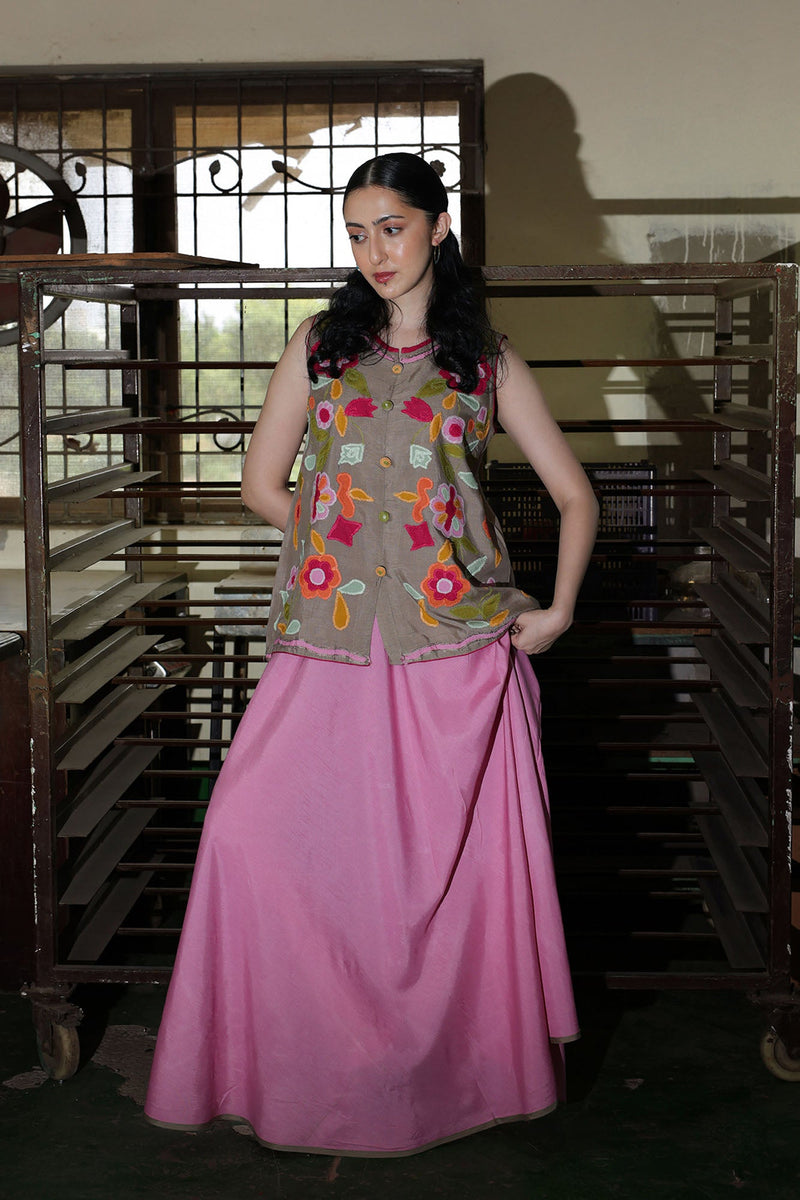 Phool Embroidered Skirt Set