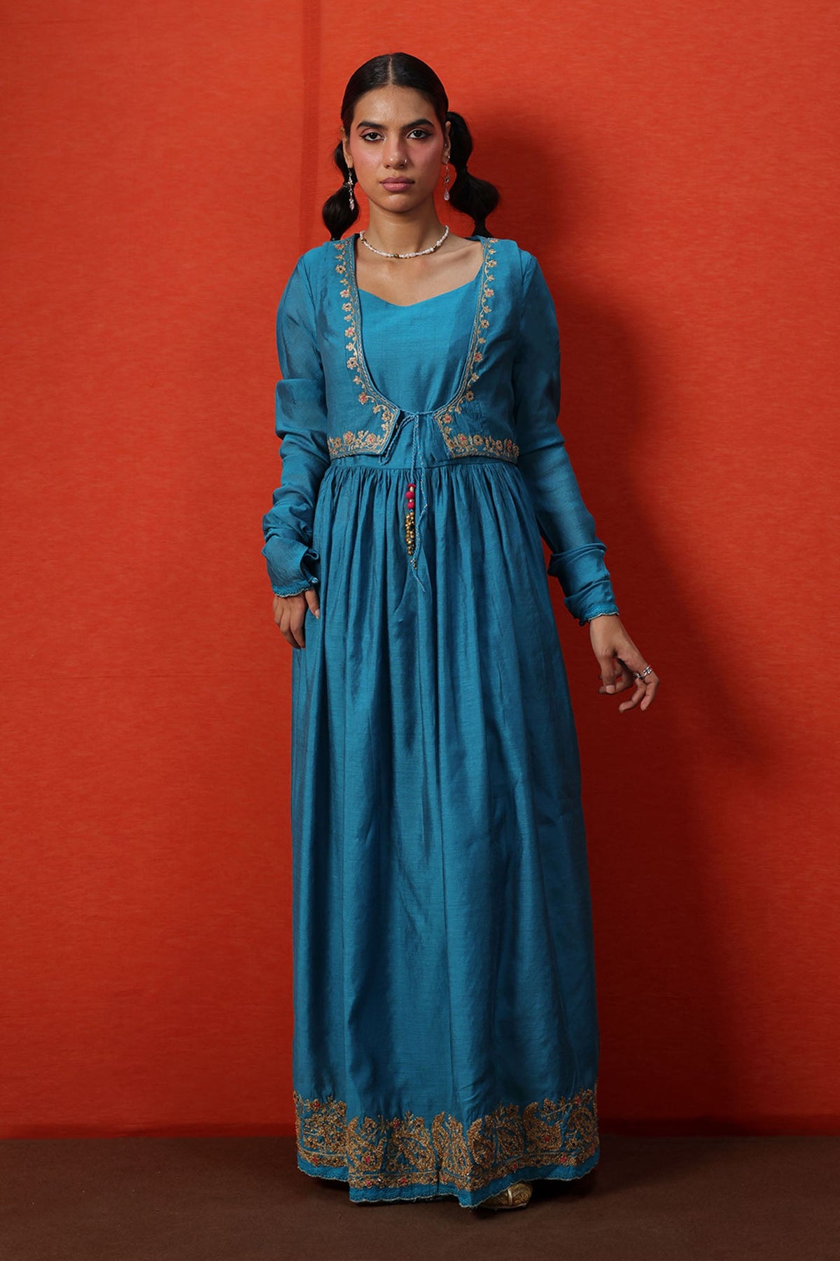 Embroidered Anarkali 3-Piece Koti Ensemble