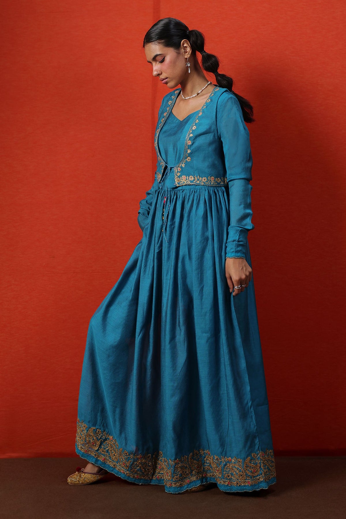 Embroidered Anarkali 3-Piece Koti Ensemble
