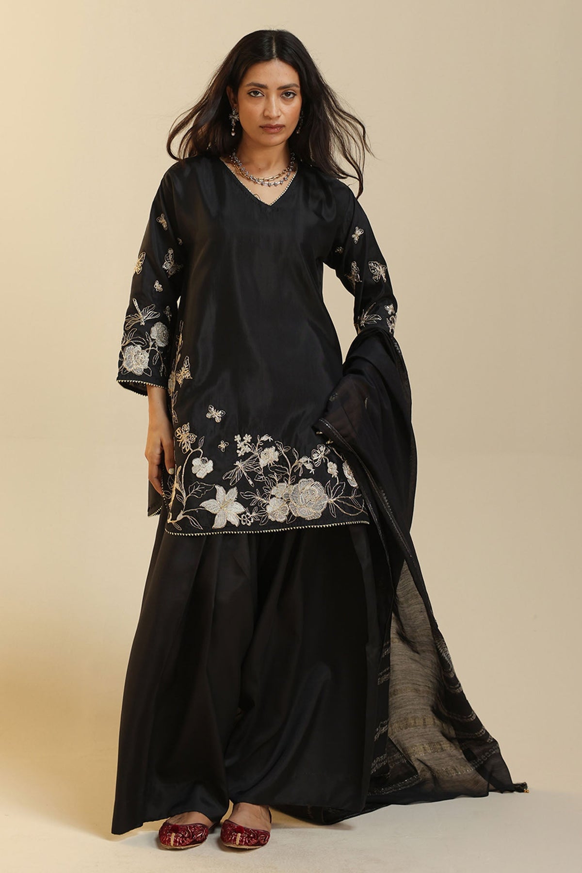 Phool Embroidered Farshi Suit