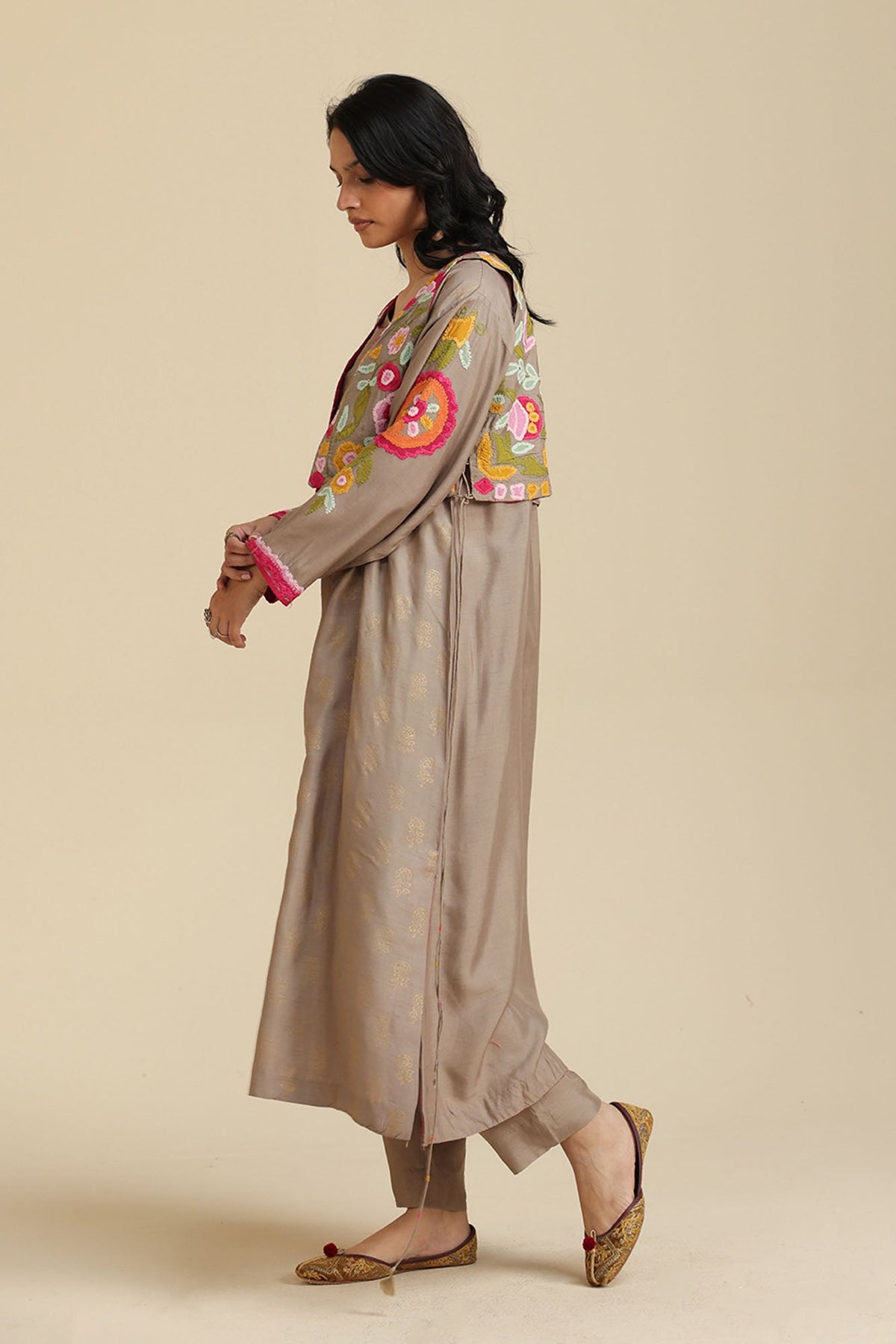 Embroidered Phool Koti Suit