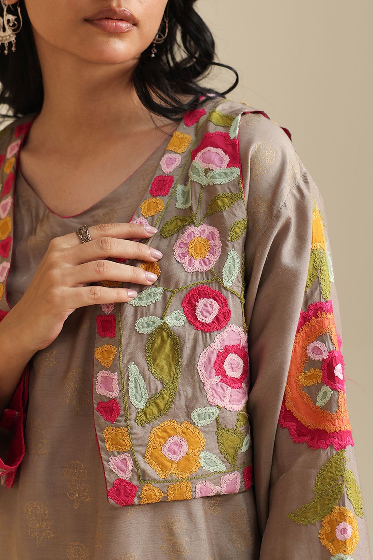 Embroidered Phool Koti Suit