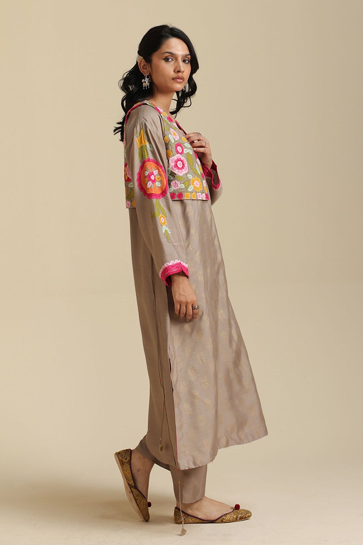 Embroidered Phool Koti Suit