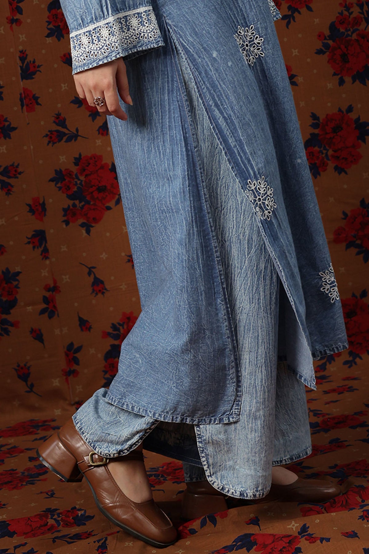 Embroidered Denim Set