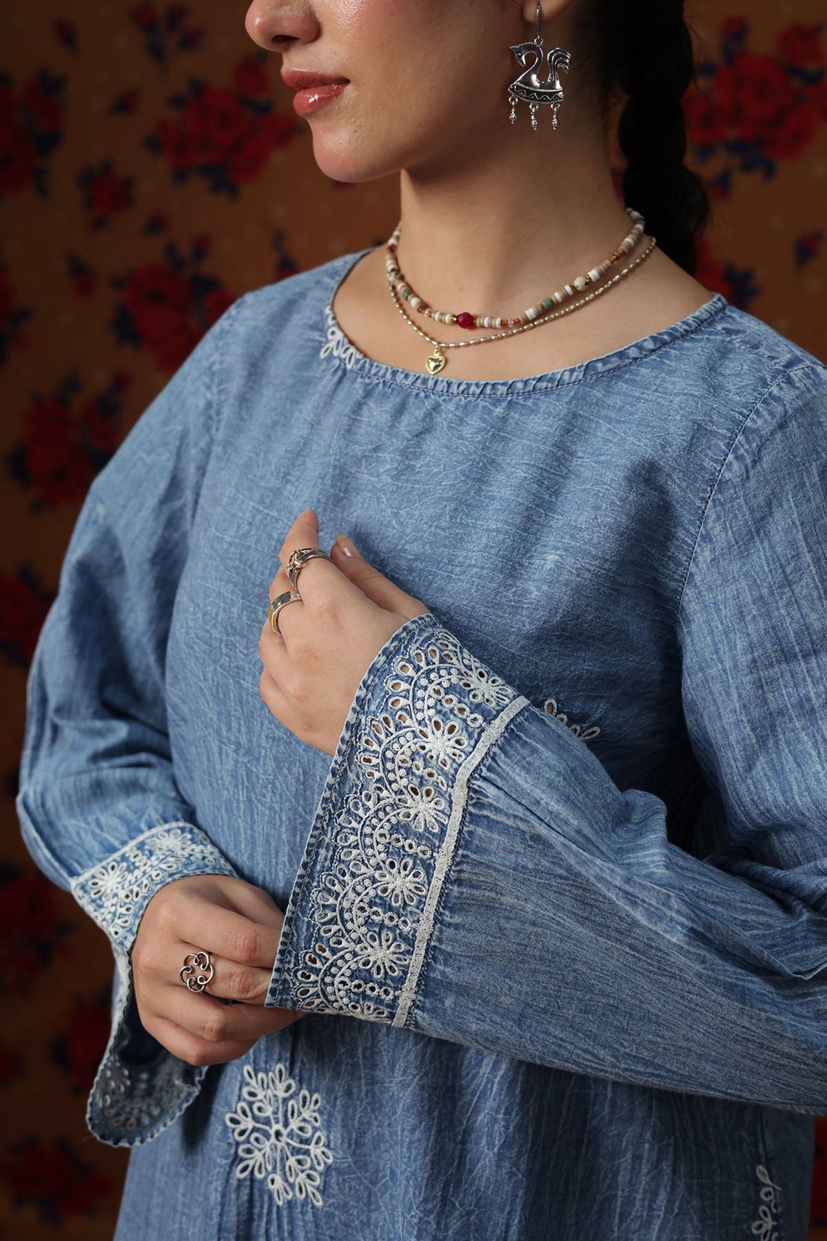 Embroidered Denim Set