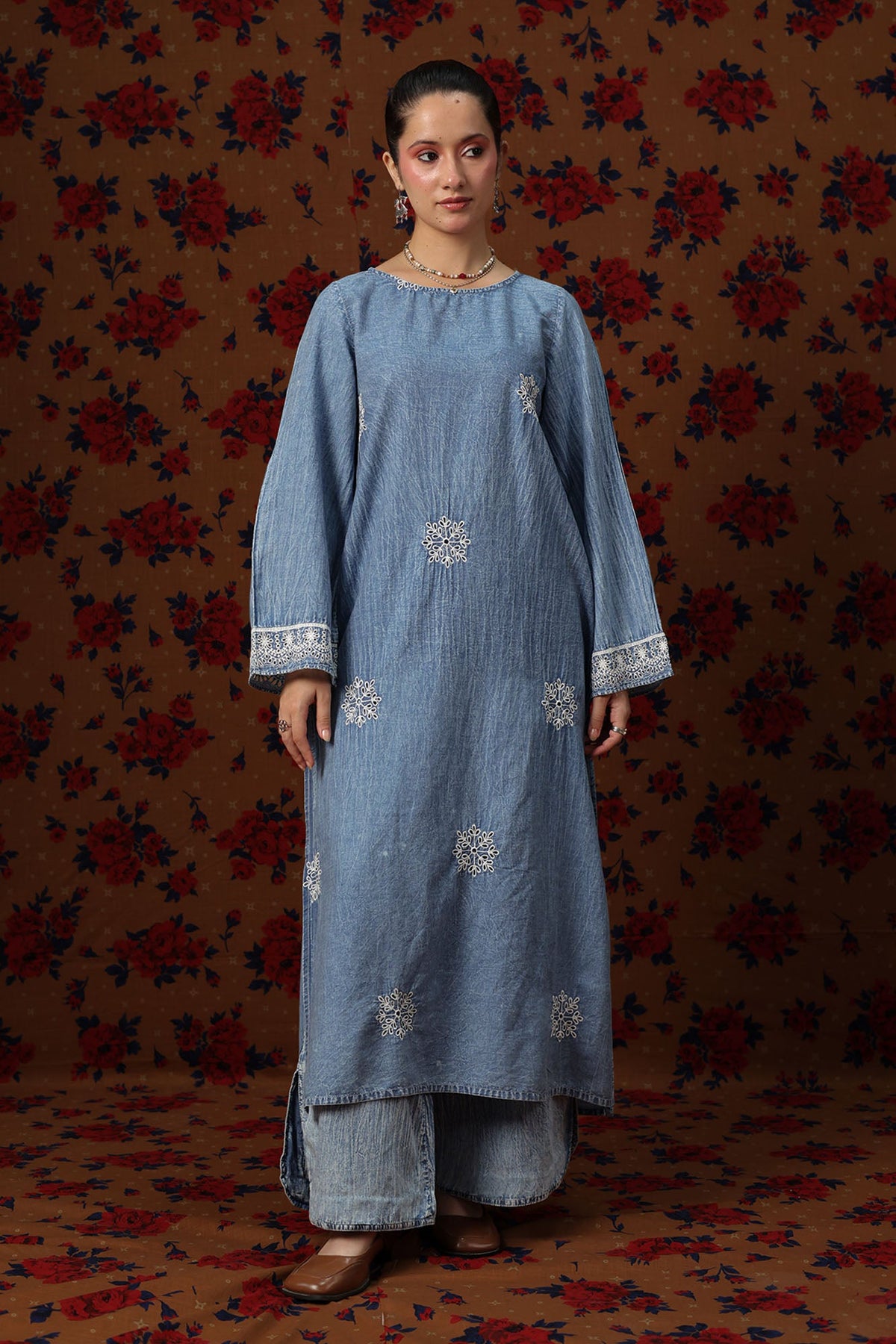 Embroidered Denim Set
