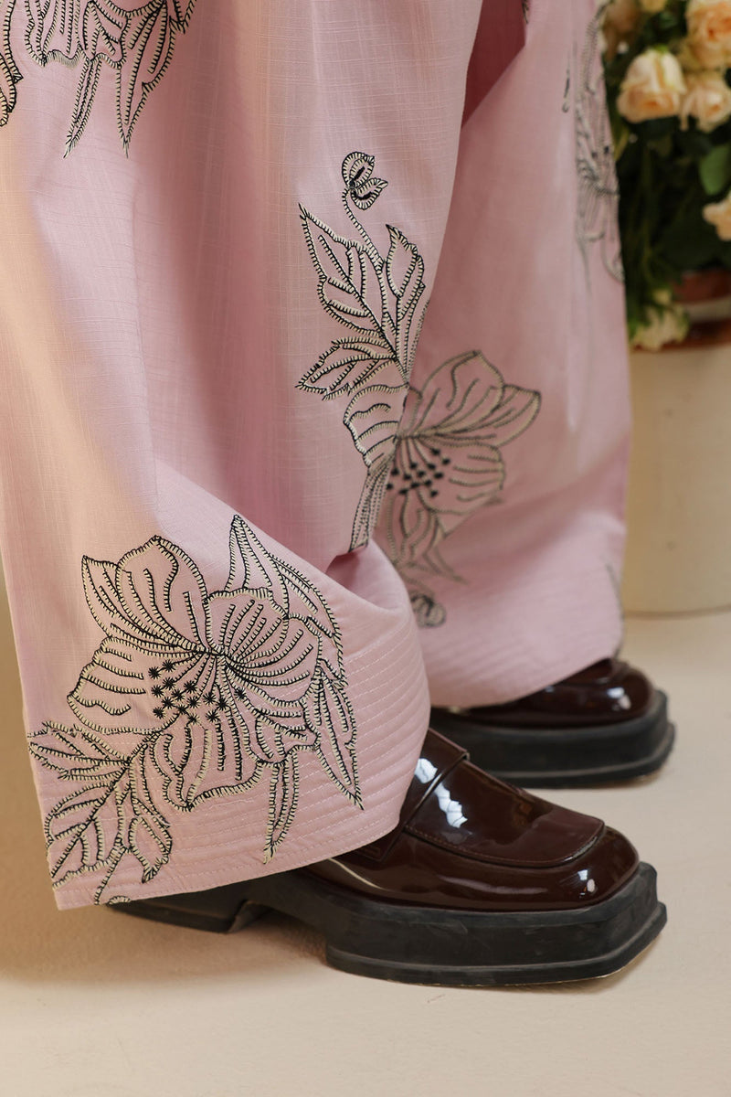 Embroidered Bloom Line Farshi Set