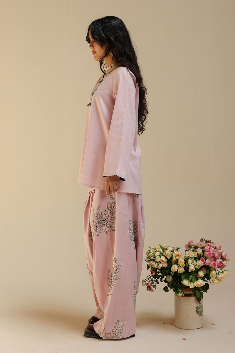 Embroidered Bloom Line Farshi Set